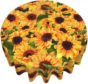 Table Cloth SunFlowers Round Tablecloth 60 Inch Cover For Dining Kitchen Wedding Party Home Decoration Tabletop