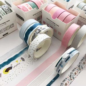 5 pz modello di base set di nastri Washi rosa puntini di colore verde linea griglia 10 mm nastro adesivo adesivo ufficiale diario album adesivi A6361