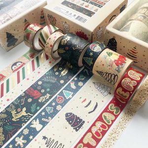 8pcs Merry Christmas Washi Tapes Set Gold Foil Paper Adhesive Masking Tape Stickers for Diary Album Decoration A7193