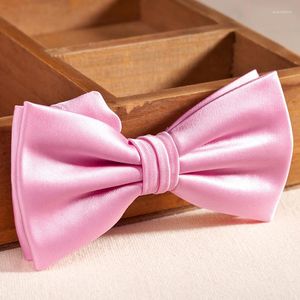 Fliege 2022 Hohe Qualität Krawatte Doppel Stoff Luxus Herren Bowtie Mode für Hochzeiten Rosa Schmetterling Geschenkbox