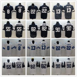 Erkekler Futbol 8 Troy Aikman Formaları 82 Jason Witten 22 Emmitt Smith 90 Demarcus Lawrence 55 Leighton Vander Esch 13 Michael Gallup Şükran Günü Dikişli Renk Rush