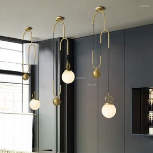 Lampy wiszące nordyckie oświetlenie LED szklane światła jadalnia Kreatywny design wiszące oprawy oświetleniowe mieszkalne sypialnia nowoczesna dom