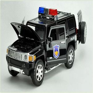 124 Schaal Alloy Metal Diecast Forpolice Car Model voor Hummer H3 Collection Model Toys CAR met geluidslicht - Black White234Z