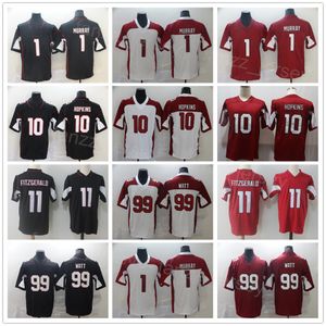 Camisas masculinas de futebol 99 JJ Watt 10 DeAndre Hopkins 11 Larry Fitzgerald 1 Kyler Murray Equipe de bordado e costura Preto Vermelho Branco Cor Vapor Cor Rush para fãs de esportes