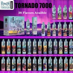 Authentic RandM Tornado 7000 Puffs Disposable Vape 850mAh Rechargeable battery 14ml Prefilled Pods Vaporizer kit 0%-5% 56 Flavors