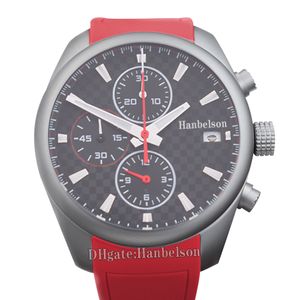 Mens watch kart VK Quartz movement steel Luminous Black Fiber dial Leather strap Personality Calendar Chronograph Watches Sport Wristwatch 45mm