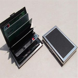 Business ID Kreditkort Pl￥nboksh￥llare L￤der i rostfritt st￥l Metal Case Box Sell Cool Card Holders C0895255W