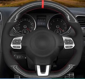 Anpassad handsömningsflätbil rattskydd för Volkswagen Golf 6 GTI MK6 VW Polo GTI Scirocco R Passat CC R-Line 2010