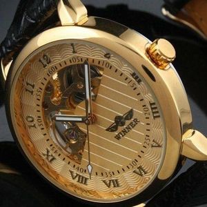 2021 arrival Gents Men's Golden Case Skeleton Dial Clear Back Fashion Roma Dial Watch254K