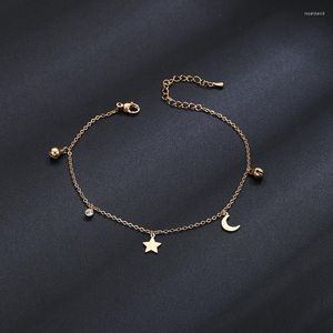 Anklets Rhinestone Sandals 2022 Women Summer Ankle Bracelet Gold Chain Moon Foot Leg Jewelry Stainless Steel Beach Accessories