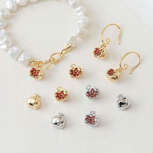 Pendant Necklaces 14K Gold Plated Red Pomegranate Charms Fruit Garnet For Woman Zircon Earrings Jewelry Accessories