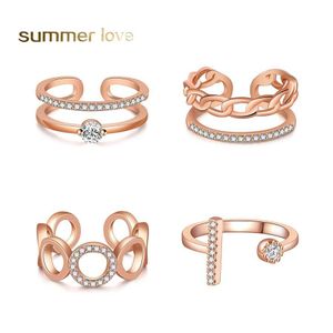 Br￶llopsringar av h￶g kvalitet Zircon Engagement Crossover f￶r kvinnor Tiny Rose Gold Sier Love Ring M￥nga Styles Lady Party Drop Delivery J OTV9M