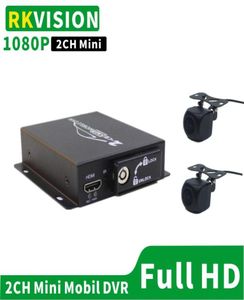 2CH MINI CAR DVR KITS Dual SD Card Storage Taxi Motorfiets Surveillance Video 2 Channel AHD 1080P HD Recording Two Cameras9301461