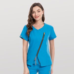 YL035 Pantaloni a due pezzi da donna Set di scrub alla moda Tute mediche Ospedale Uniforme Medici Infermieristica Clinica odontoiatrica Laboratorio Cappotto Anatomia grigia