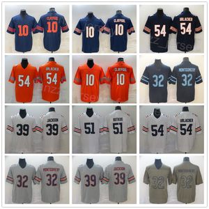 Men Football 32 David Montgomery Jersey 54 Brian Urlacher 10 Chase Claypool 51 Dick Butkus Salute to Service för sportfans Färg Rush Navy Blue White Orange Grey