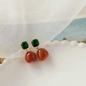 Stud Earrings 2022 Vintage Simple Brown Resin For Women Fashion Cute Water Drop Jewelry Girl Party Gifts