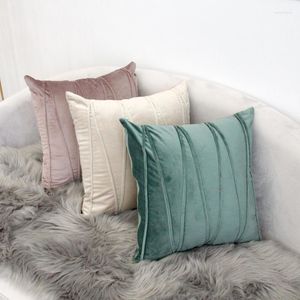 Pillow 45x45cm Green/beige/grey Purple/light Pink/grey Simple Velvet Pleated Cover Pillowcase Lumbar Backrest