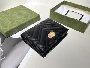 With box Marmont wallet Coin Purses Card Holder Five card Luxury compartments Genuine Leather Women's mens Designer classic C2379