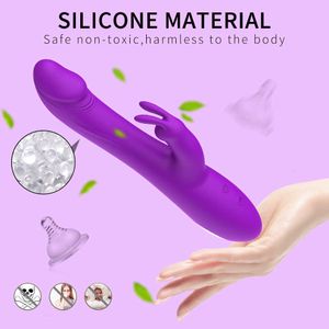 Vibratör tavşan teleskopik dildos klitoris stimülatörü g spot mastürbator masajı vajinası vajinası kadınlar için seks oyuncakları