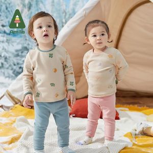 Kläderuppsättningar Amila Baby Underwear Set 2022 Winter Boys and Girls Cutoon Chinese Zodiac Suit Warmth Coordinates