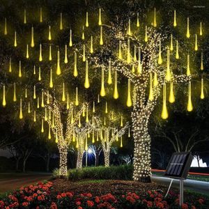 Stringhe 8 tubi LED ad energia solare Meteor String Light Outdoor Garden Decor Fairy Christmas Street Wedding Decoration Lighting