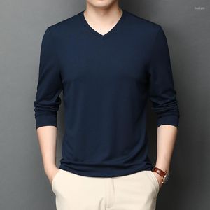 Męskie koszule T Ziemia Wysoka jakość mężczyzn 2023 Modna modalna mężczyzna na koszulkę Ubrania Sprężyna długie jesienne koszulki jedwabne topy