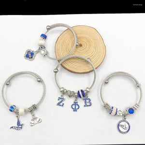 Bangle 4 Style Handmade Blue European Beads ZPB Plum Blossom Bird Of Peace Handsigh Charm Adjustable Bangles Bracelet Jewelry