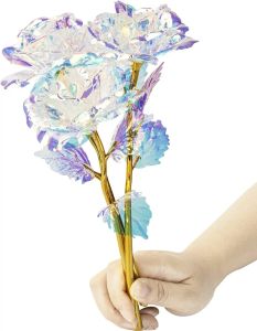 24K Kolorowa złota róża na zawsze konserwowana długa łodyga róża sztuczna kwiaty Rainbow Rose Flower Best Mother's Day Prezenty