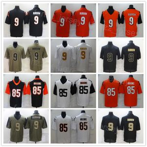 Män fotboll 85 tee higgins jersey 9 joe burrow oliv salut för att service usmc leopard korn all sömnad svart orange vit armé grön för sport fans ångfärg rus