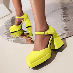 Toe Strap Ankle Sandals Square Women Leather äkta plattform Tjock Super High Heels Buckle Ladies Shoes Summer Black 2022 T221209 640