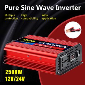1600w/2500w pure sine inverter sine wave DC 12v24V LeD screen is suitable for AC 220v solar energy converter automobile