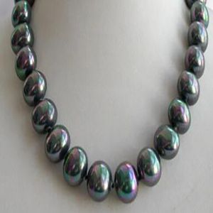 Gioielli di moda splendida collana di perle di conchiglia nera da 16 mm da 18 pollici AAA