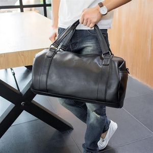 Borsa da uomo intera di fabbrica borsa da viaggio fitness in pelle per il tempo libero all'aperto tendenza strada nero Joker borse da viaggio semplice atmosferico 219O