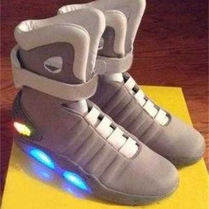 Back to the Future Boots Buty Brand Authentic Mag Back to the Future Glow in Dark Grey Sneakers Marty McFly LED Lighting Up Mags Black