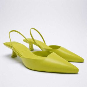 Задняя каблука на каблуке с ремешками Low Summer 2022 Sandals Pumps Ladies Elegant Kitten Heels Мулы заостренные носки на платье обувь T221209 733 S