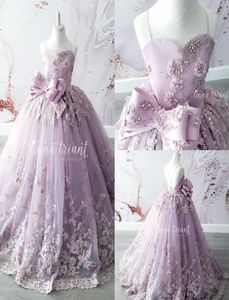 Lavendelfarbenes Ballkleid für Mädchen mit Perlen, Spaghettiträger, Prinzessin, Blumenmädchenkleid, appliziertes Erstkommunionkleid8264675