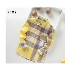 Kids Shirts Gfmy Summer 100 Cotton Fl Sleeve Fashion Plaid Shirt 314T Casual Big Kid Clothes Can Be A Coat 220125 Drop Delivery Baby Dhldn