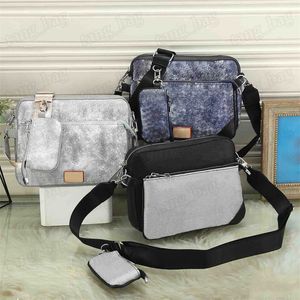 Designer Plaid Floral cross body bag 3 piece set Bags fashion grey black blue colors messenger bags handbag for men