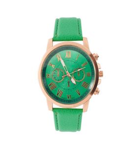 Fashion Roman Number Dial Green Wath Watch Retro Geneva Étudiant regarde attrayant Womens Quartz Wristwatch avec en cuir Band1033965
