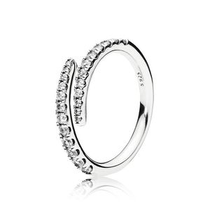 Lines of Sparkle Anello in vero argento sterling con scatola originale per gioielli da sposa Pandora Anelli aperti con diamanti CZ per donne Regali di fidanzamento per ragazze