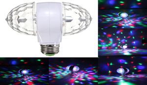 2016 6W E27 110v 220v Colorful Auto Rotating RGB Crystal Stage Light Magic double Balls DJ party disco effect Bulb Lamp9219790