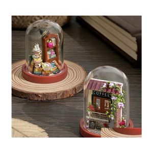 Doll House Accessories Cutebee DIY TROE HOUSES Miniature Dollhouse Furniture Kit med LED Toys for Children Christmas Gift Mini 20 Dhidc