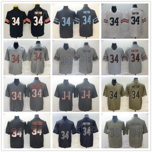 Männer Fußball 34 Walter Payton Trikot Regenbogen Leopard Korn Silbentrennung Göttin Schatten Flagge Hanf Grau Drift Rauch Olive Salute To Service Camo für Sportfans Uniform