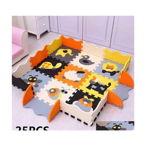Baby mattor Playmats 25st Childrens Mat Eva Foam Cling Rug Soft Floor Puzzle Play Indoor Develo Playmat With Fence 210402 Drop Deli Dhcnj