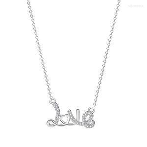 Pendanthalsband UFOORO S925 Sterling Silver Clear Zircon Necklace For Woman Gift Jewelry Micro-inlaid English Letters Love Clavicle Chain Chain