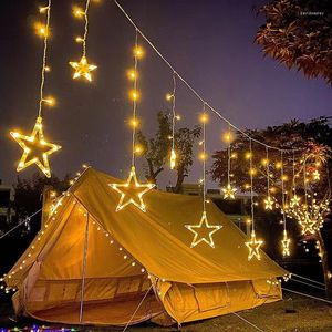 Strängar 220v Moon Star LED Curtain Lights Fairy Garland Juldekorationer för hemma utomhus Bröllopsdekor Holiday Gata Garden