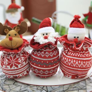 Noel Süslemeleri Yaratıcı dokuma 3D Apple Bag Ambalaj Kardan Adam Noel Bear Bebek Claus Elk Candy Hediye Sahipleri Festival Parti Malzemeleri