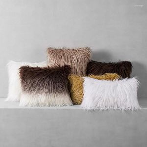 Pillow 45 45cm Plush Furry Cover Soft Fur Case Creative Gradient Color Throw Home Bed Room Sofa Decor