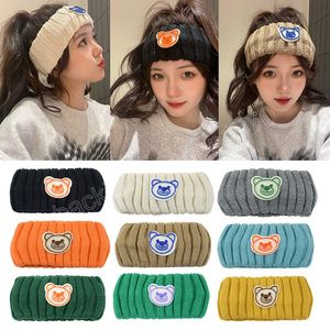 Winter Wool Knitted Headbands Fashion Bear Hair Accessories Women Wide-sided Elastic Hairbands Sports Wash Hair Hoop Headwear
