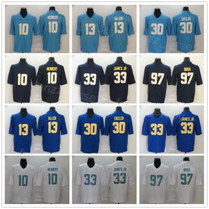 Calcio da uomo 13 Keenan Allen Jersey 30 Austin Ekeler 10 Justin Herbert 97 Joey Bosa 33 Derwin James JR Navy Blue White Purple Team Vapor Color Rush Per gli appassionati di sport Cucito